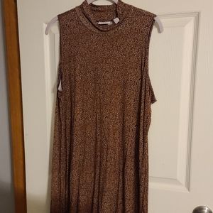 LOGO Lori Goldstein 1X Print Mock Neck Sleeveless